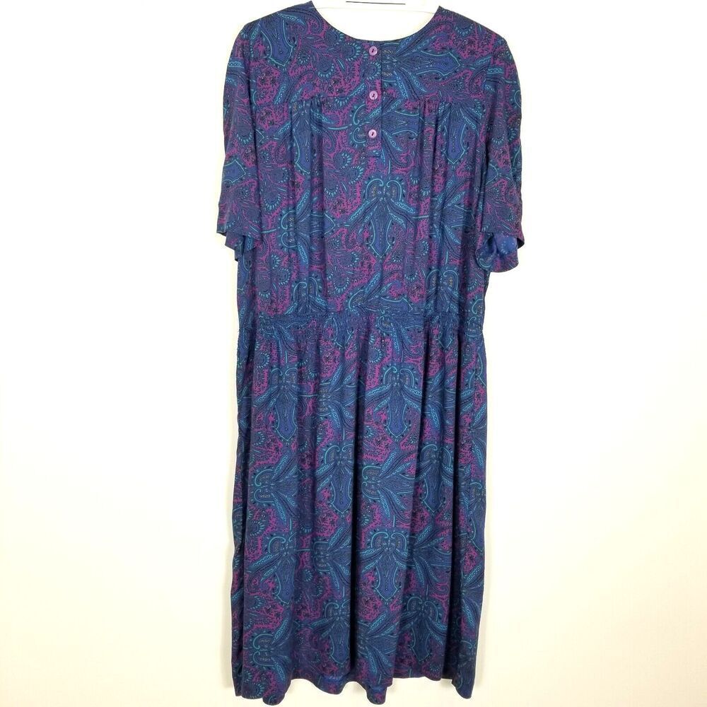 VTG WP by Gemini‎ Floral Paisley Midi Dress Sz 24 Blue Cottagecore Boho